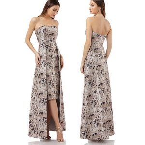 Kay Unger Metallic Jacquard Strapless Dress Sz:8